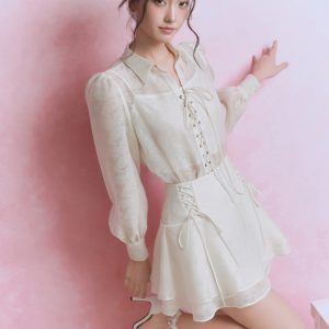 Chân váy đổ 2 tầng đan dây